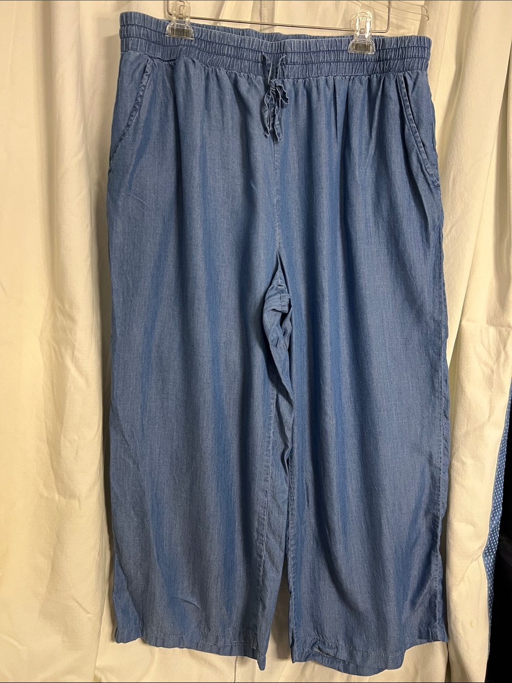 2X Style & Co. Blue Chambray Wide-Leg Pants